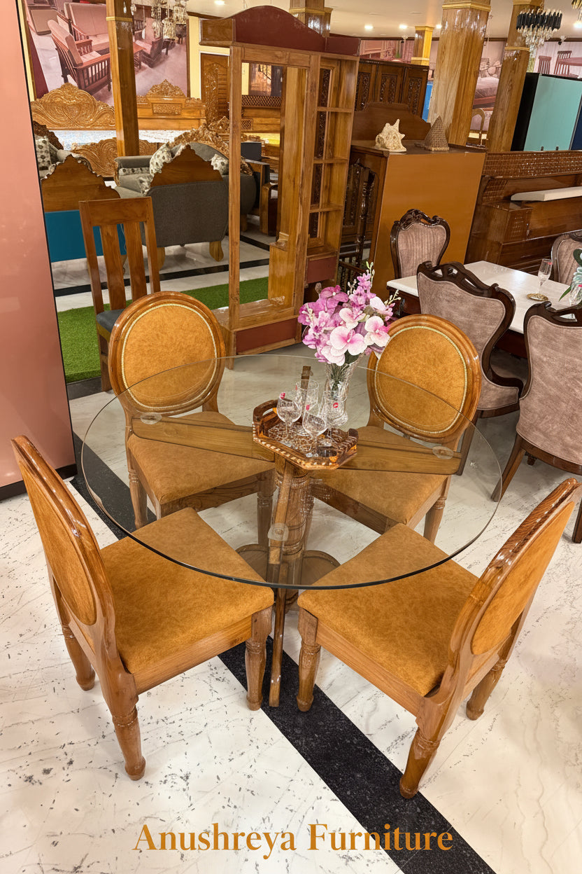 The Nexus 4: Sleek Modern Teakwood 4-Seater Dining Table