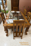 The Amara: Luxury Honey-Finish Teakwood Dining Table (6 Seater)